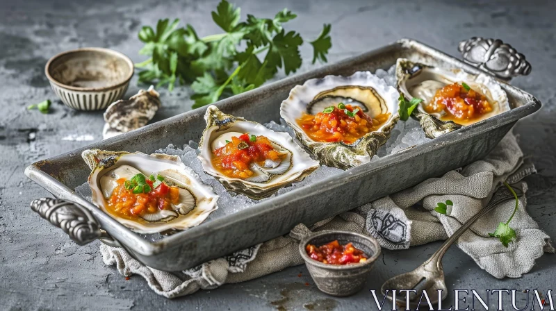 Exquisite Oysters on Ice: A Culinary Delight AI Image