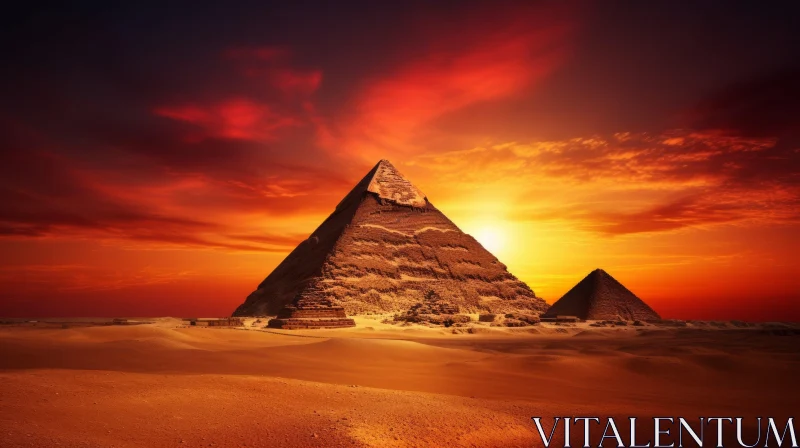 Pyramids at Sunset: A Captivating Photo of Ancient Egypt AI Image