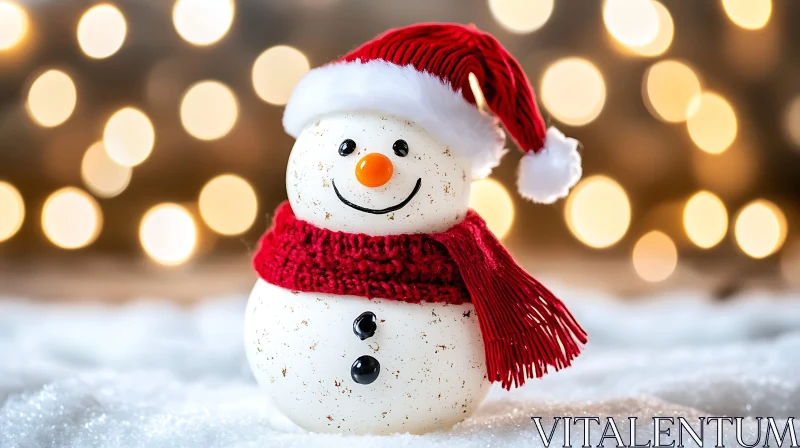 Festive Snowman Smiling in a Winter Wonderland AI Image