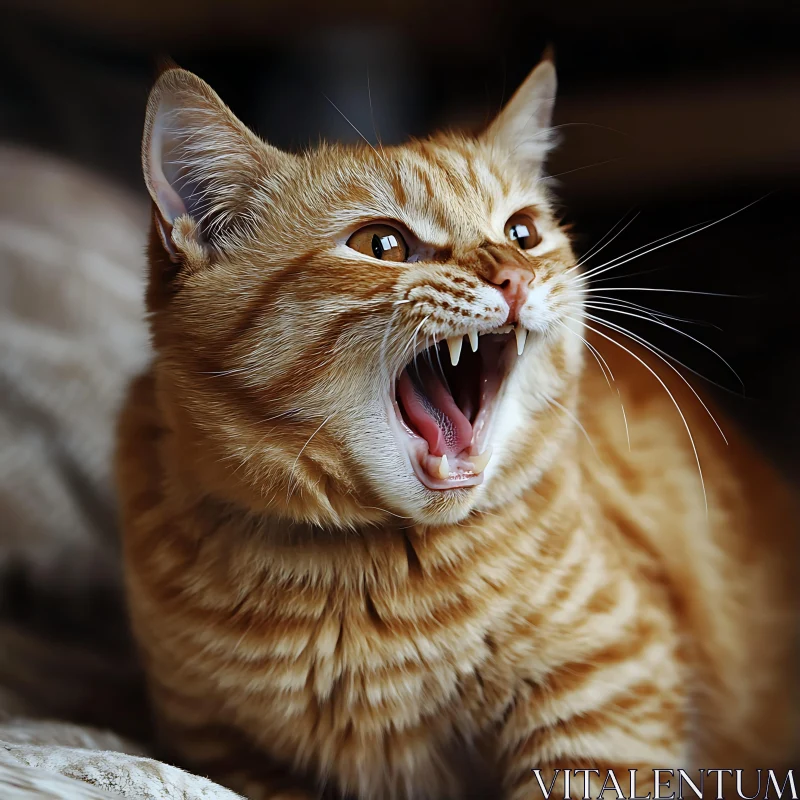 Yawning Orange Tabby Cat AI Image