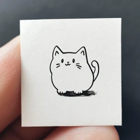 Simple Cute Cat Cartoon Sketch