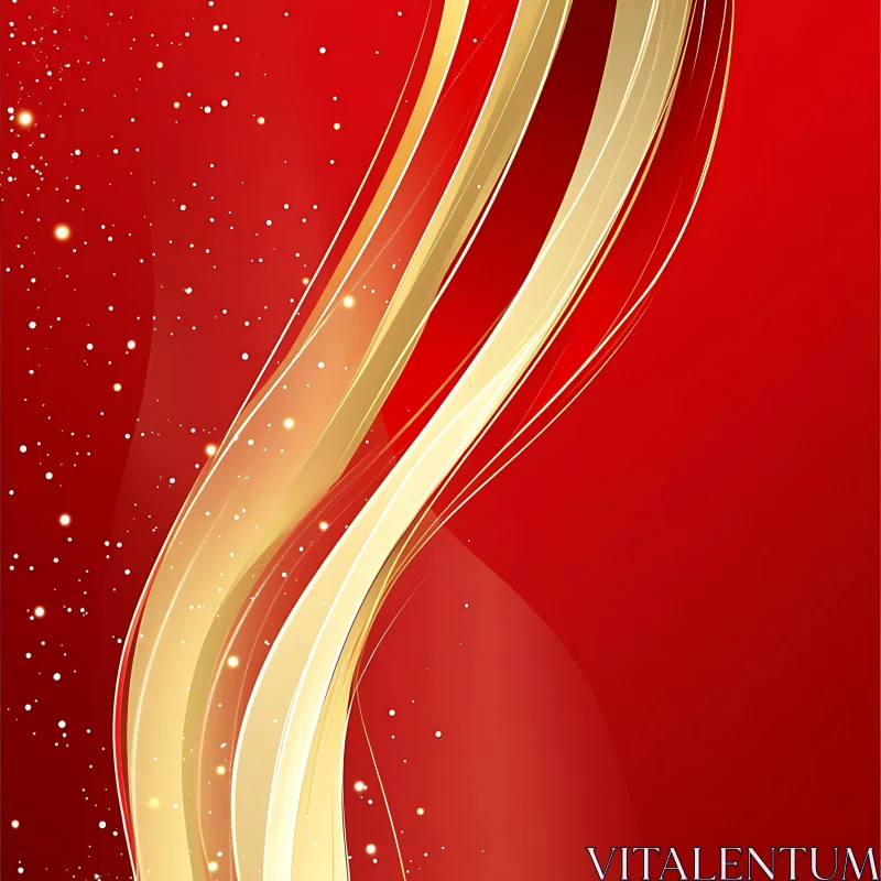 AI ART Elegant Abstract Art with Gold and Red