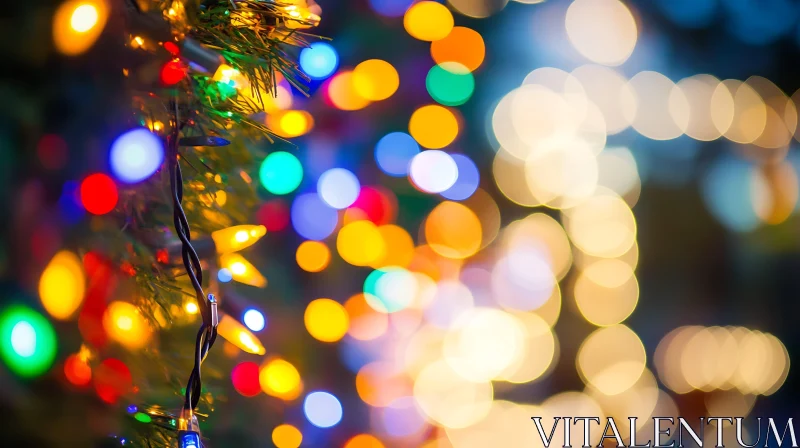 Colorful Christmas Lights with Bokeh Background AI Image