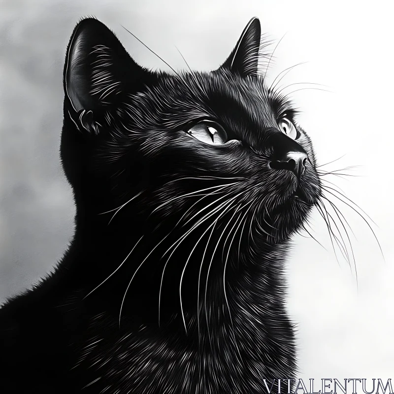 AI ART Detailed Black Cat Close-Up