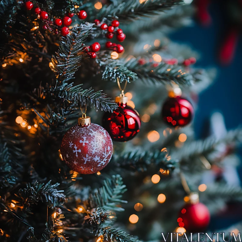 Holiday Decorations on Christmas Tree AI Image