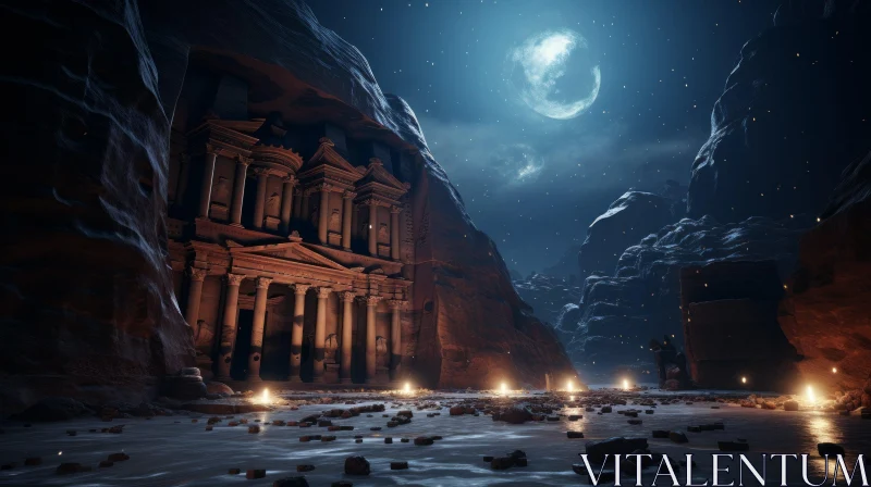 Ancient Ruins of Petra: A Mysterious and Enigmatic Landscape AI Image