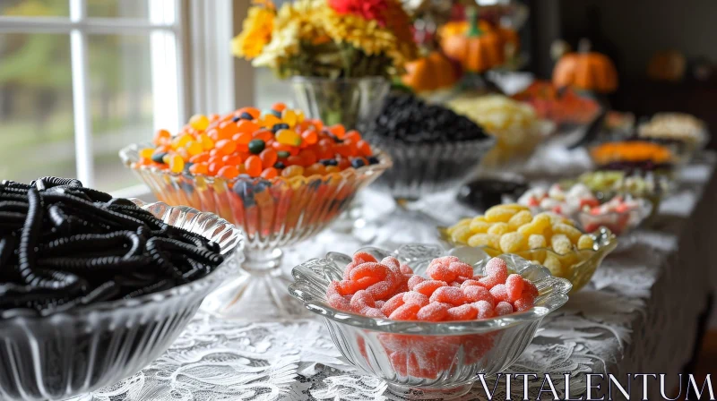 Close-up of Halloween Candy on a Table AI Image