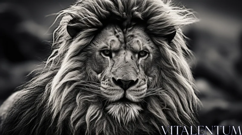 AI ART Majestic Lion's Face in Black and White