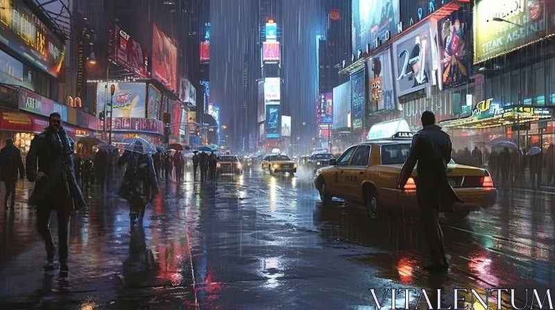 Rainy Cityscape: A Captivating Urban Scene AI Image