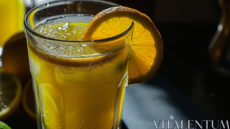 Sparkling Orange Juice with Slice of Orange - A Refreshing Delight AI Image