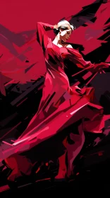 Striking Flamenco Dancer in Red Dress