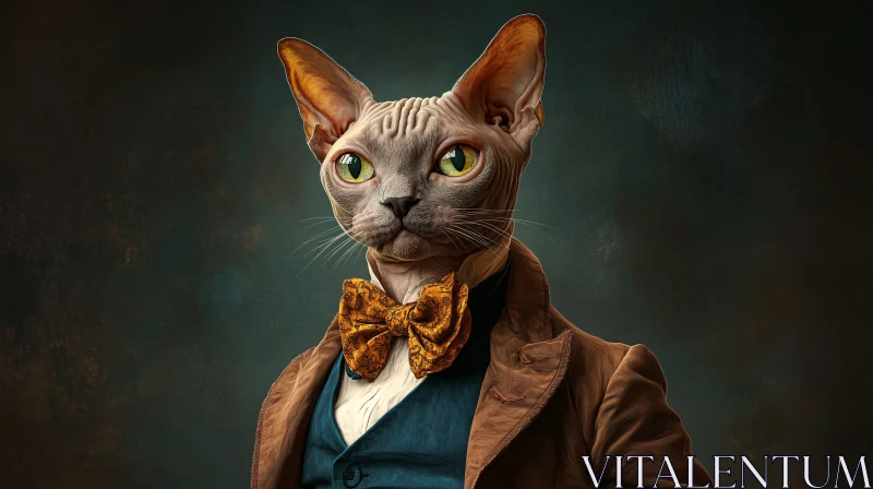 AI ART Whimsical Sphynx Cat in Elegant Clothing