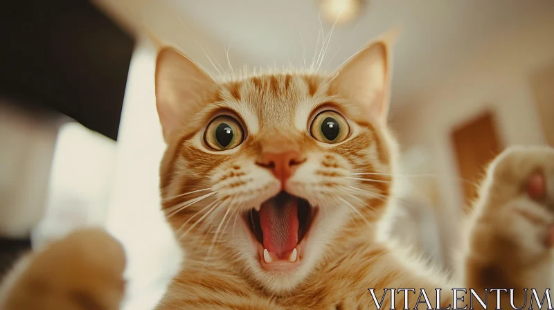 Funny Cat with Wide Eyes and Open Mouth AI Image