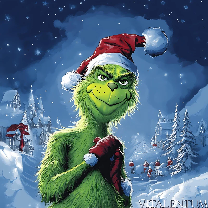 Grinch Celebrates Christmas AI Image