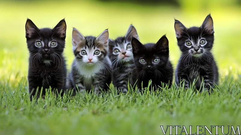 Cute Kittens in Green Meadow AI Image