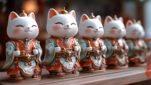 Traditional Cat Figurines in Cultural Attire