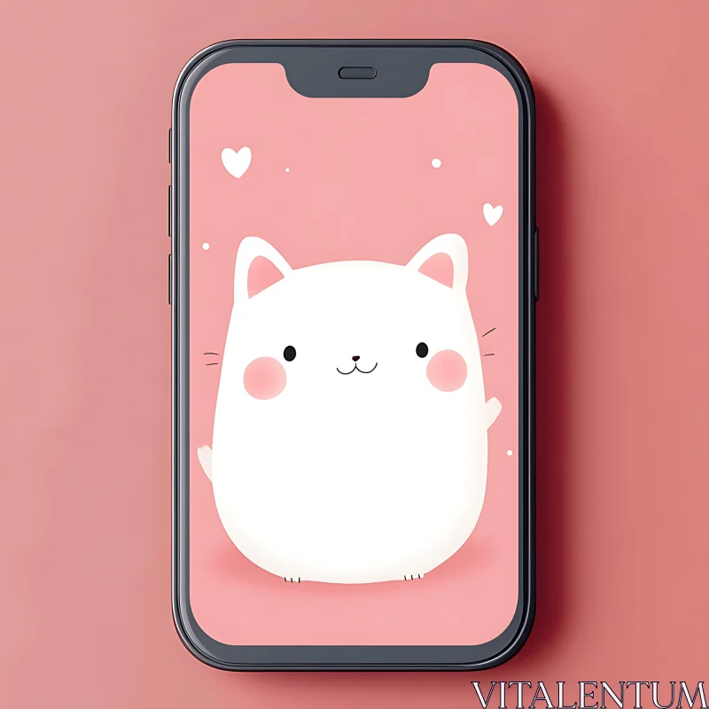 AI ART Adorable Cat on Pastel Pink Background