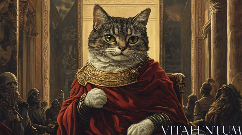 Majestic Feline in Imperial Robes AI Image