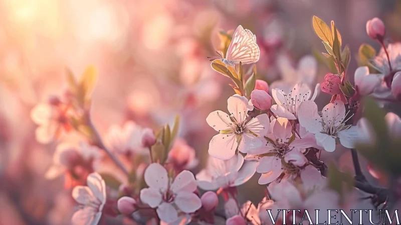 Beautiful Cherry Blossom Branch in Full Bloom AI Image