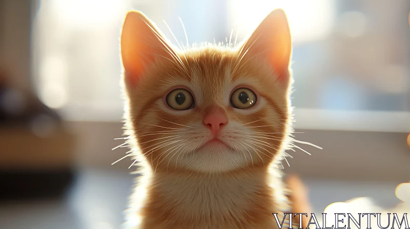 Cute Orange and White Kitten in Sunlight AI Image