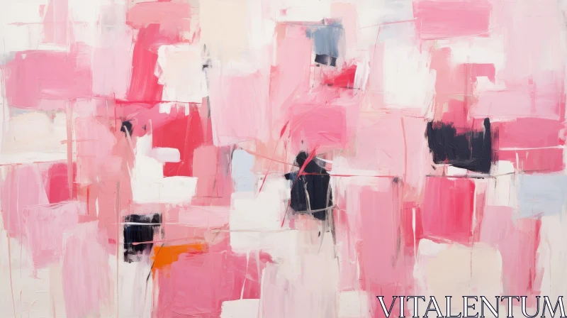 Emotional Abstract Painting in Pink and White AI Image