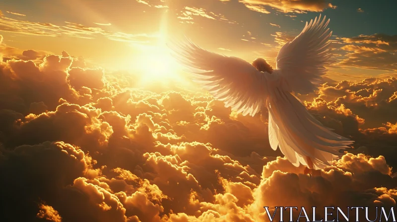 Graceful Angel in the Sky - Inspirational Image AI Image