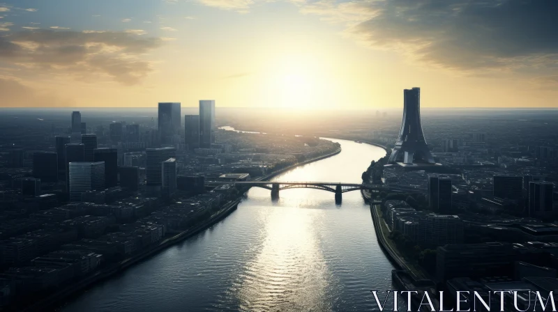 Paris at Sunset: A Captivating Cityscape of Monolithic Structures AI Image