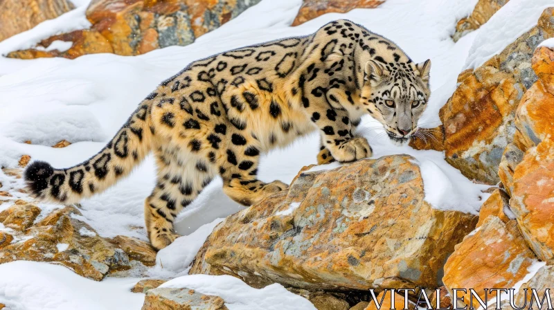 Snow Leopard: A Majestic and Endangered Big Cat AI Image