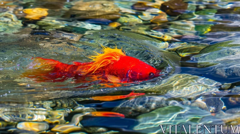 Stunning Koi Fish Swimming in a Clear Pond AI Image