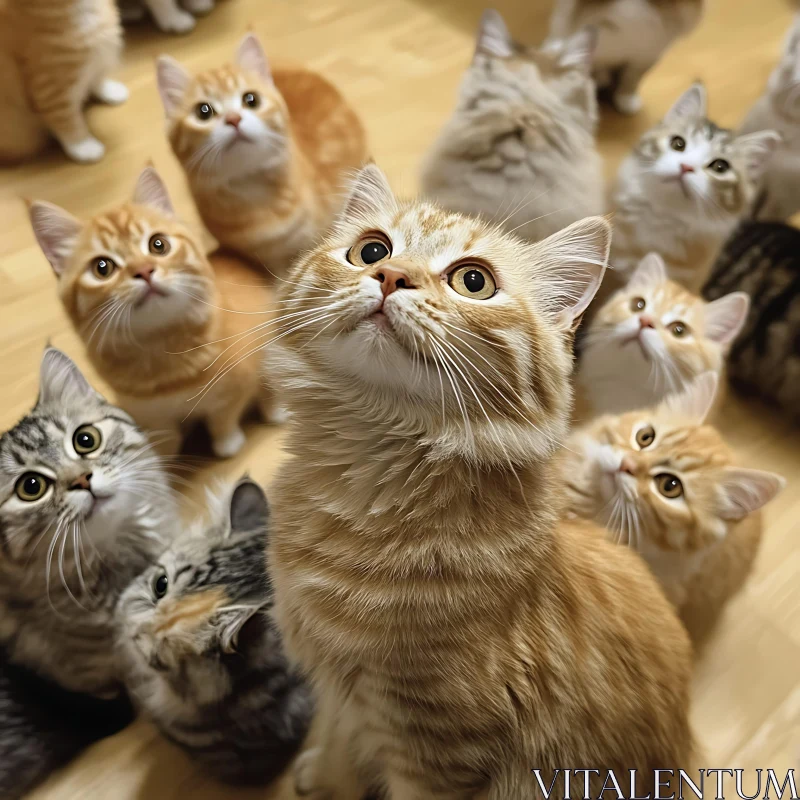 Curious Kittens Gathering AI Image