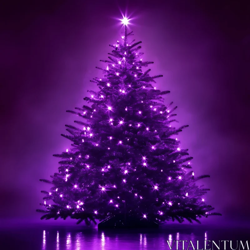 AI ART Illuminated Purple Holiday Tree