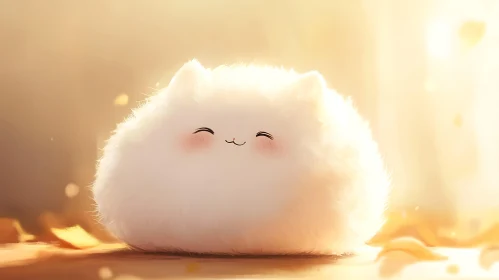 Cute Fluffy Round Character with a Smile