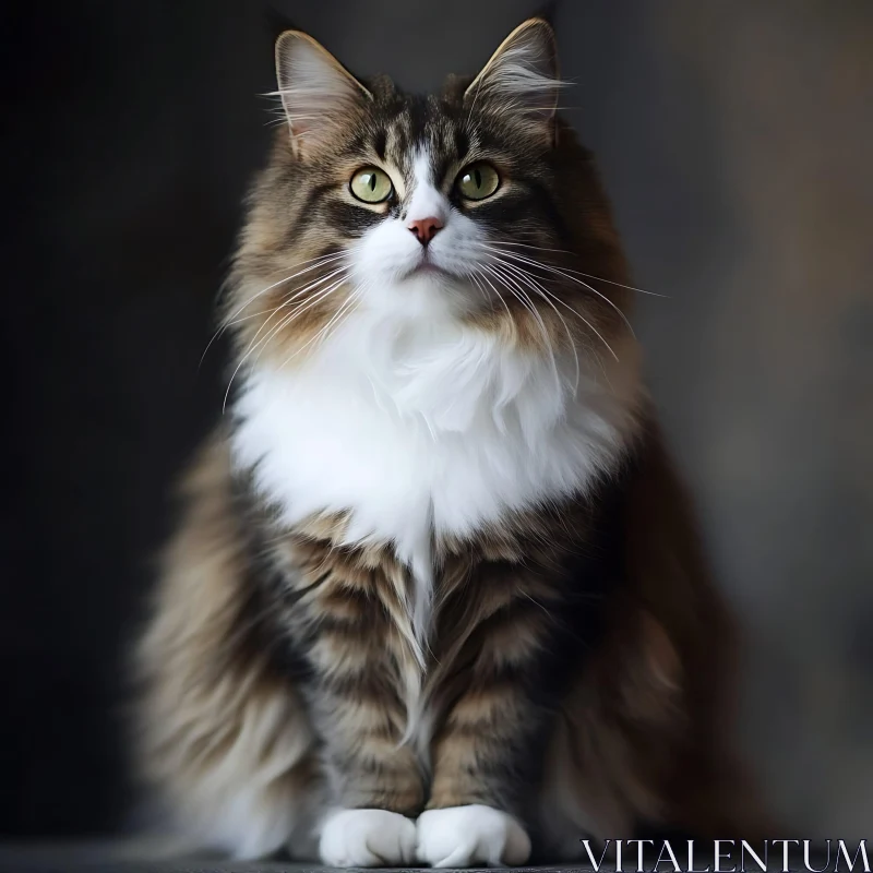 Regal Cat Portrait with Fluffy Fur AI Image