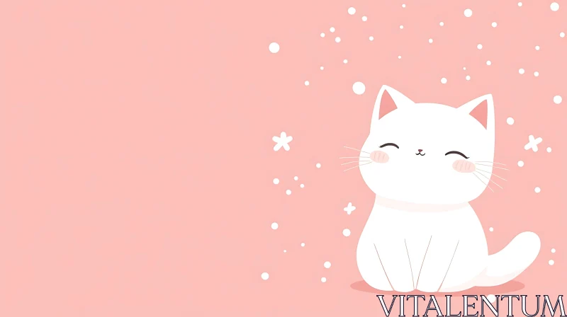 Adorable White Cat Drawing AI Image