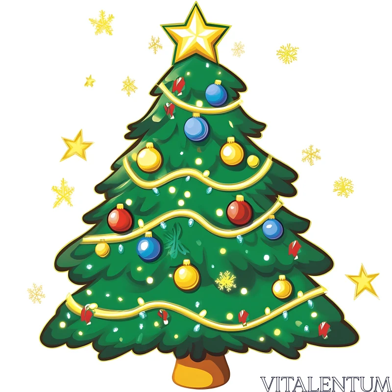 Festive Christmas Tree Drawing AI Image