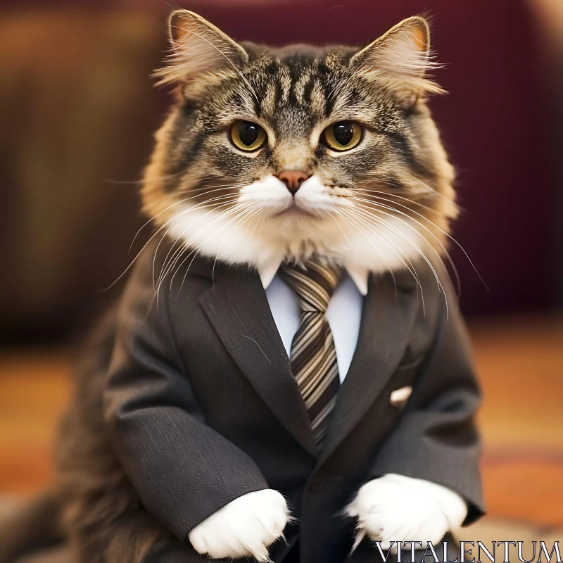 Whimsical Cat in Formal Attire AI Image