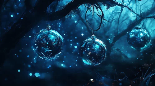 Magical Glass Orbs in a Mystical Forest