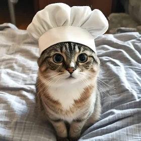 Cute Kitten Dressed as Chef