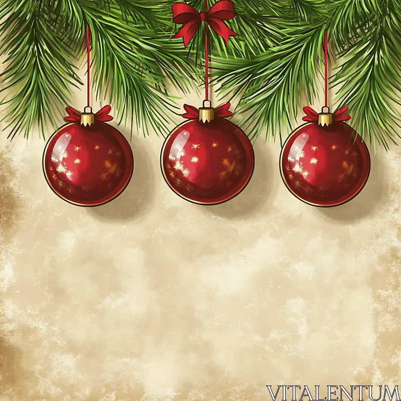 Christmas Ornaments with Golden Snowflakes AI Image