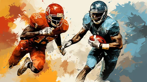 American Football Players in Action Illustration