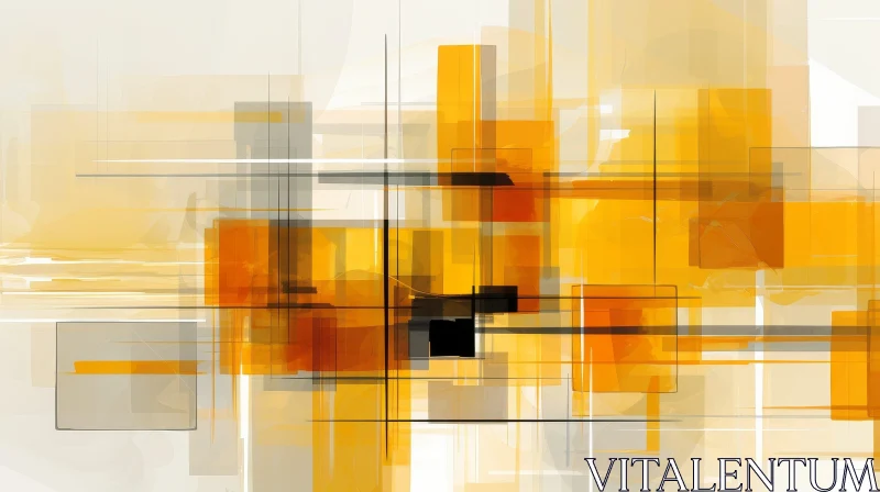Chaotic Abstract Painting in Yellow and Orange AI Image