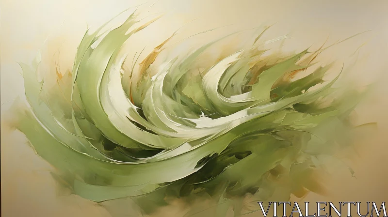 AI ART Light Green Abstract Painting with Swirl