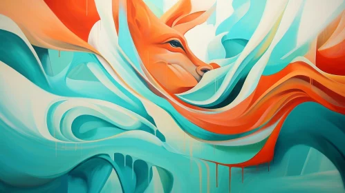 Semi-Abstract Kangaroo Painting with Swirling Brushstrokes