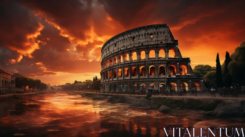 Sunrise at Italian Colosseum: A Captivating View of History AI Image
