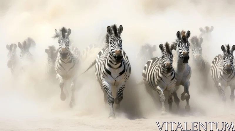 Zebras Running in the African Desert AI Image