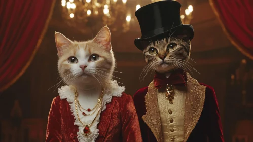 Regal Cats in Victorian Costumes