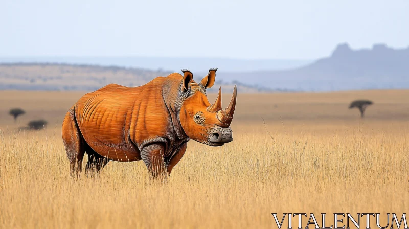 Golden Savanna Rhino AI Image