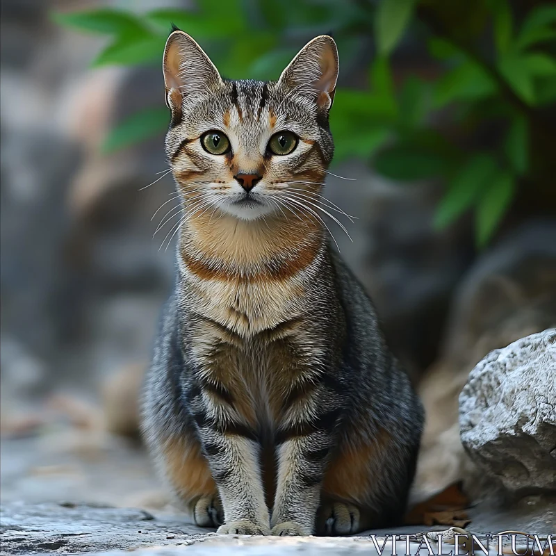 Majestic Tabby Cat in Serene Surroundings AI Image