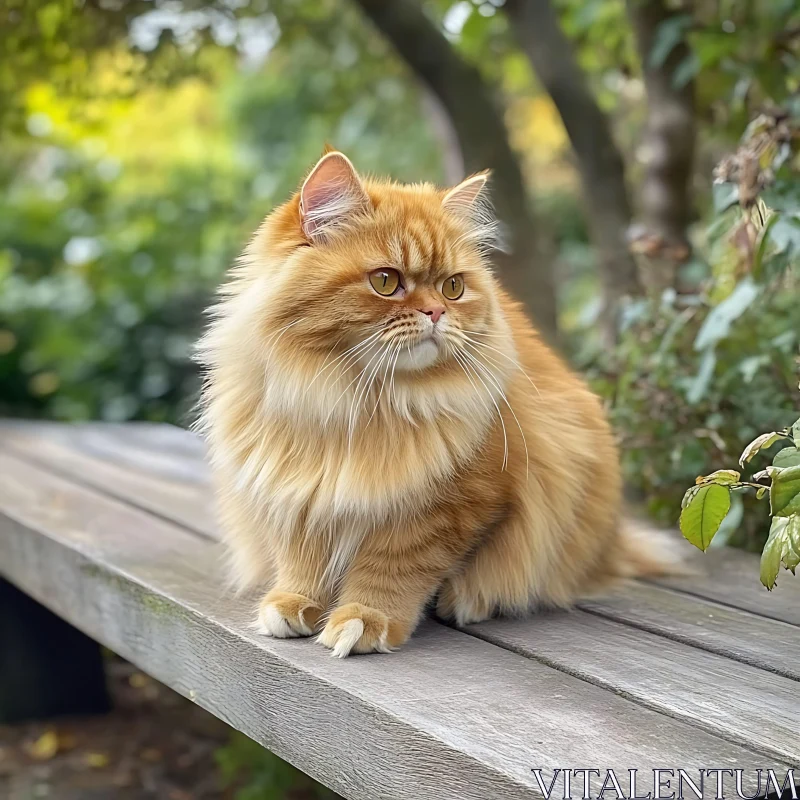 Ginger Persian Cat in Nature AI Image