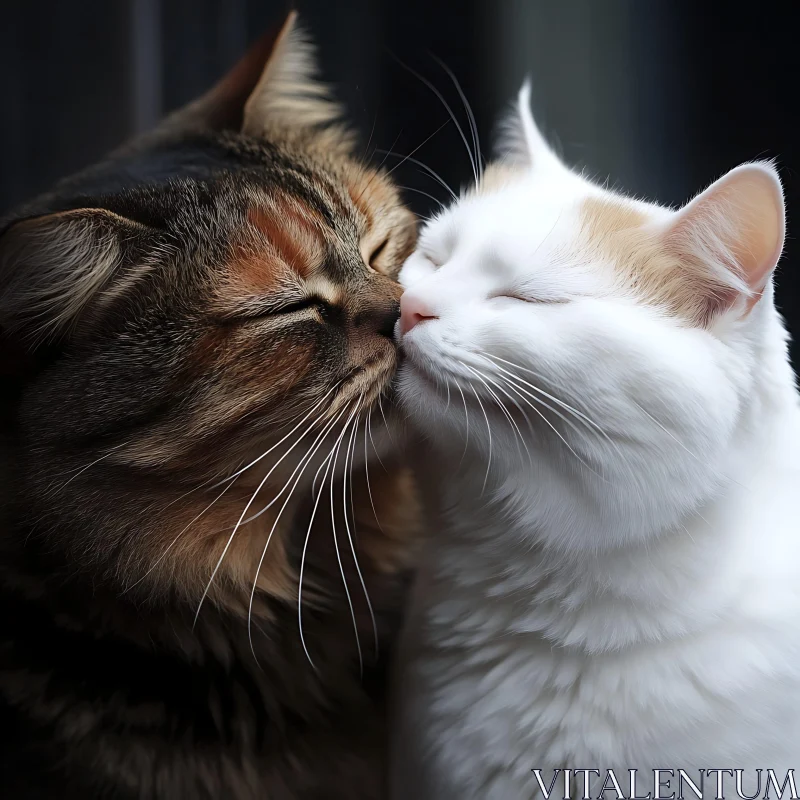 Loving Cats Sharing A Nuzzling Moment AI Image